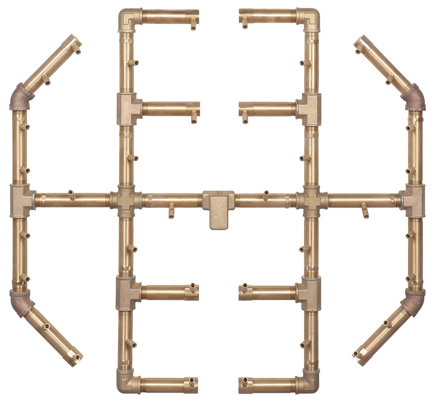 Warming Trends Octagonal CFBO360 360K BTU Natural Gas Crossfire Brass Burner With Waterstop, 42" Square Plate & Double Flex Line Kit