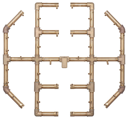 Warming Trends Octagonal CFBO360 360K BTU Natural Gas Crossfire Brass Burner With Waterstop, 42" Square Plate & Double Flex Line Kit