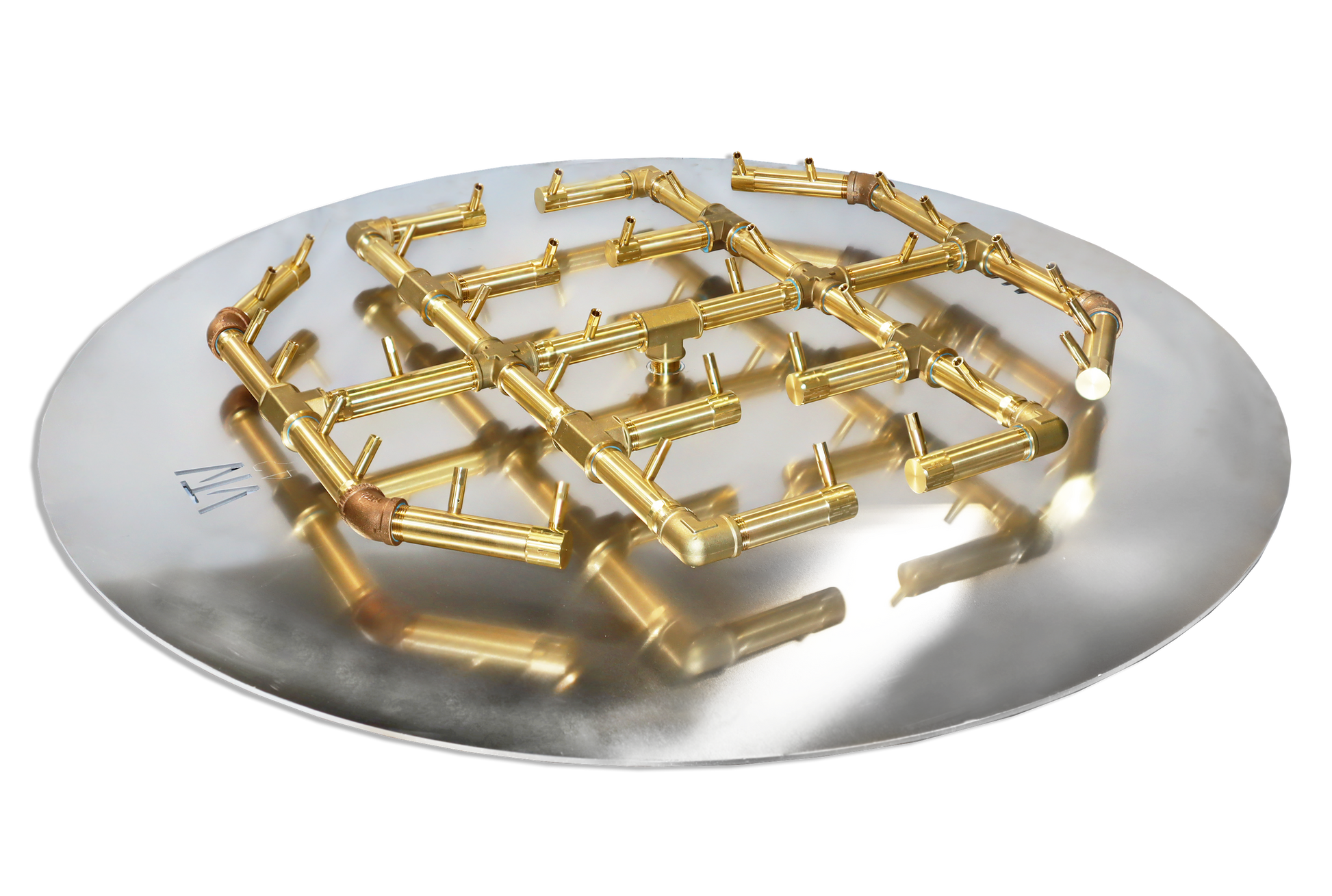 Warming Trends Octagonal CFBO360 360K BTU Liquid Propane Crossfire Brass Burner With Waterstop, 42" Square Plate & Double Flex Line Kit