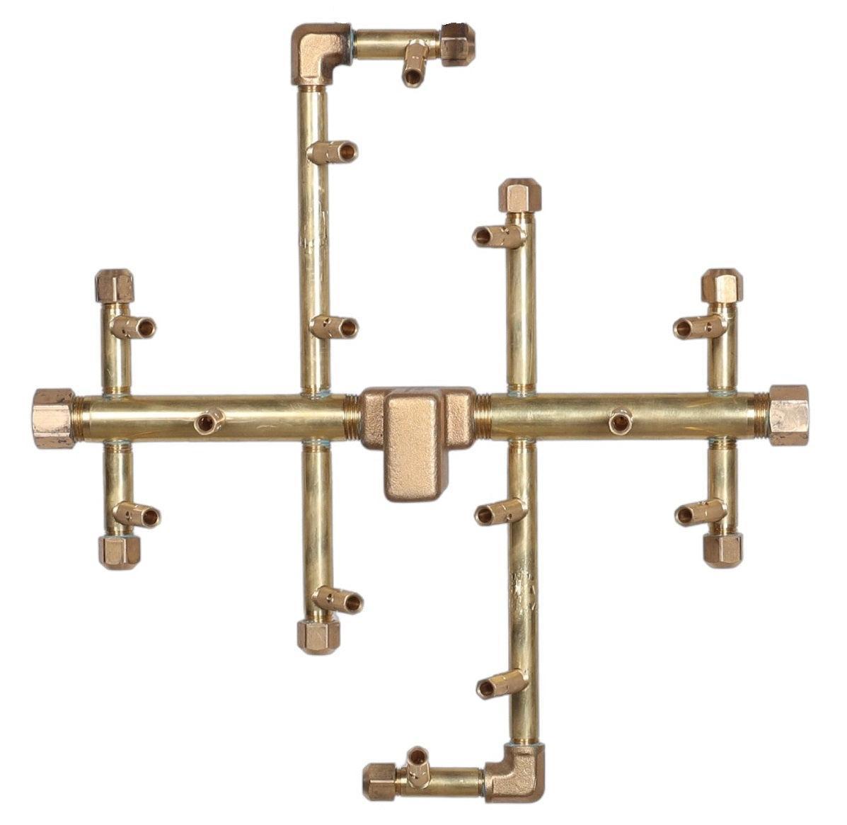 Warming Trends Original 14" x 14" 140K BTU Universal Crossfire 2.0 Brass Burner With Flex Line Kit