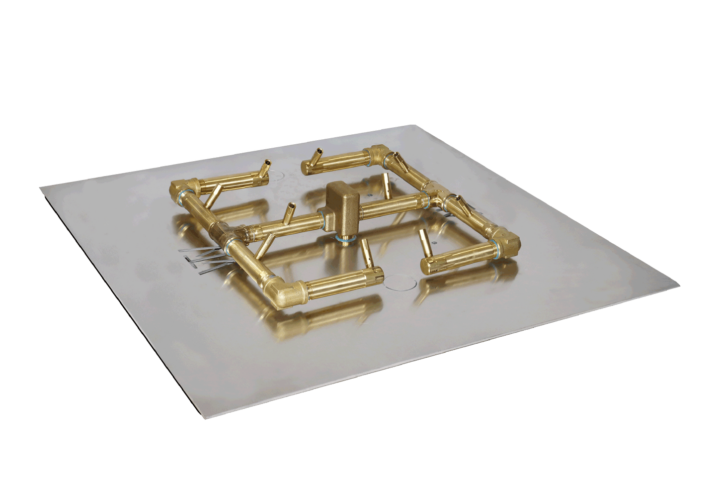 Warming Trends Original CFB120 120K BTU Liquid Propane Crossfire Brass Burner With Waterstop, 24" Square Plate & Single Flex Line Kit