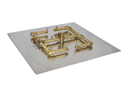 Warming Trends Original CFB120 120K BTU Liquid Propane Crossfire Brass Burner With Waterstop, 24" Square Plate & Single Flex Line Kit