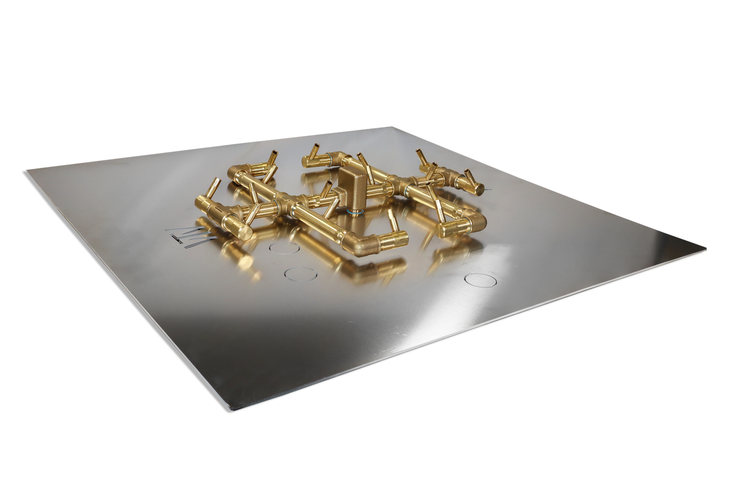 Warming Trends Original CFB180 180K BTU Liquid Propane Crossfire Brass Burner With Waterstop, 30" Square Plate & Single Flex Line Kit