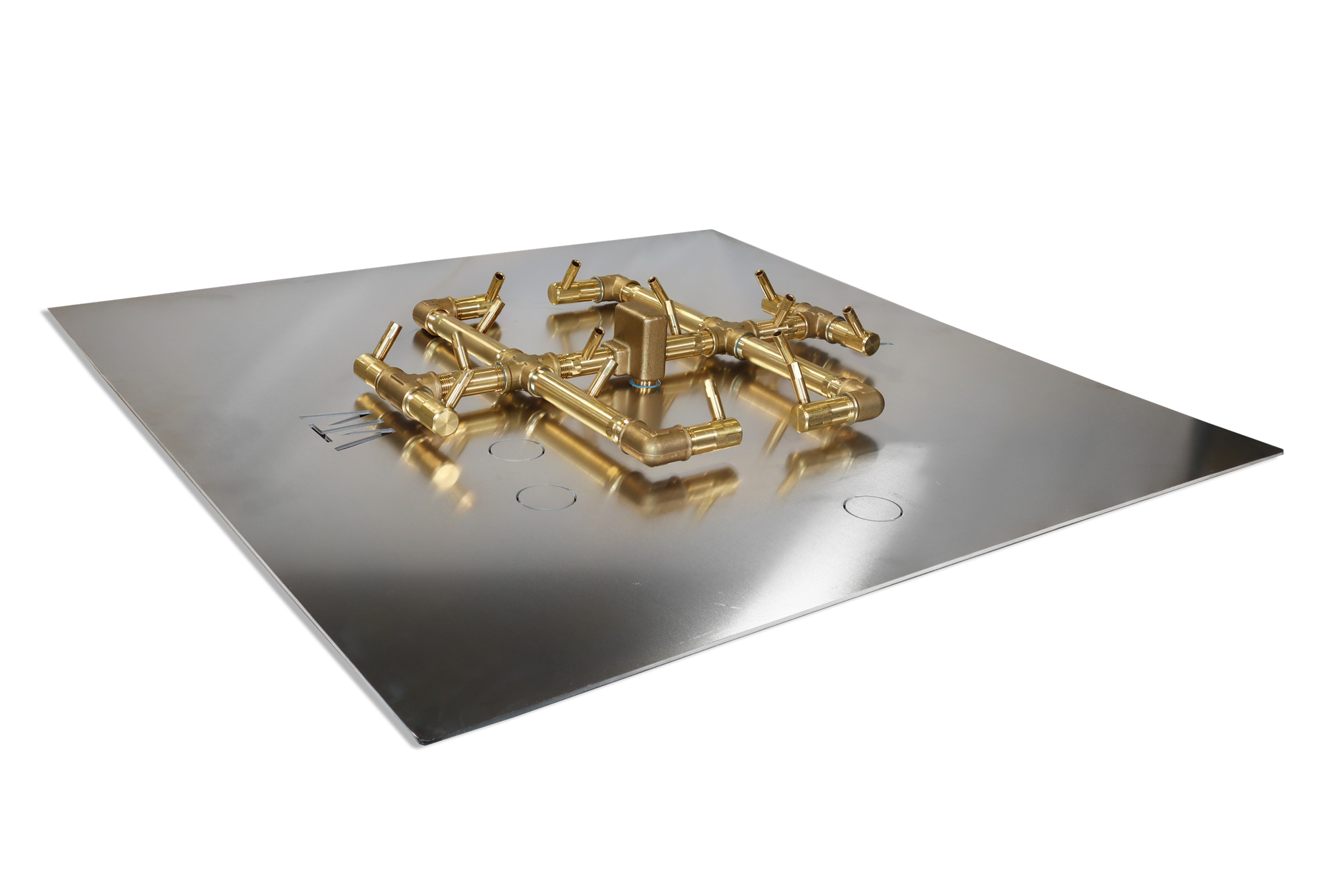 Warming Trends Original CFB180 180K BTU Liquid Propane Crossfire Brass Burner With Waterstop, 30" Square Plate & Single Flex Line Kit