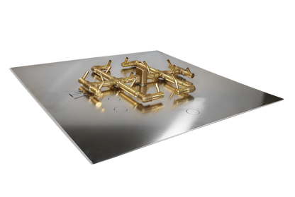 Warming Trends Original CFB180 180K BTU Liquid Propane Crossfire Brass Burner With Waterstop, 30" Square Plate & Single Flex Line Kit