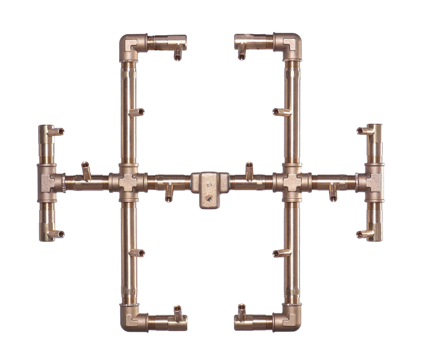 Warming Trends Original CFB180 180K BTU Liquid Propane Crossfire Brass Burner With Waterstop, 30" Square Plate & Single Flex Line Kit