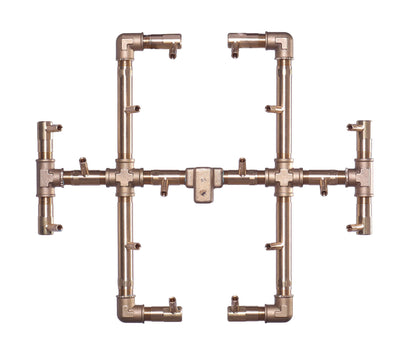 Warming Trends Original CFB180 180K BTU Liquid Propane Crossfire Brass Burner With Waterstop, 30" Square Plate & Single Flex Line Kit