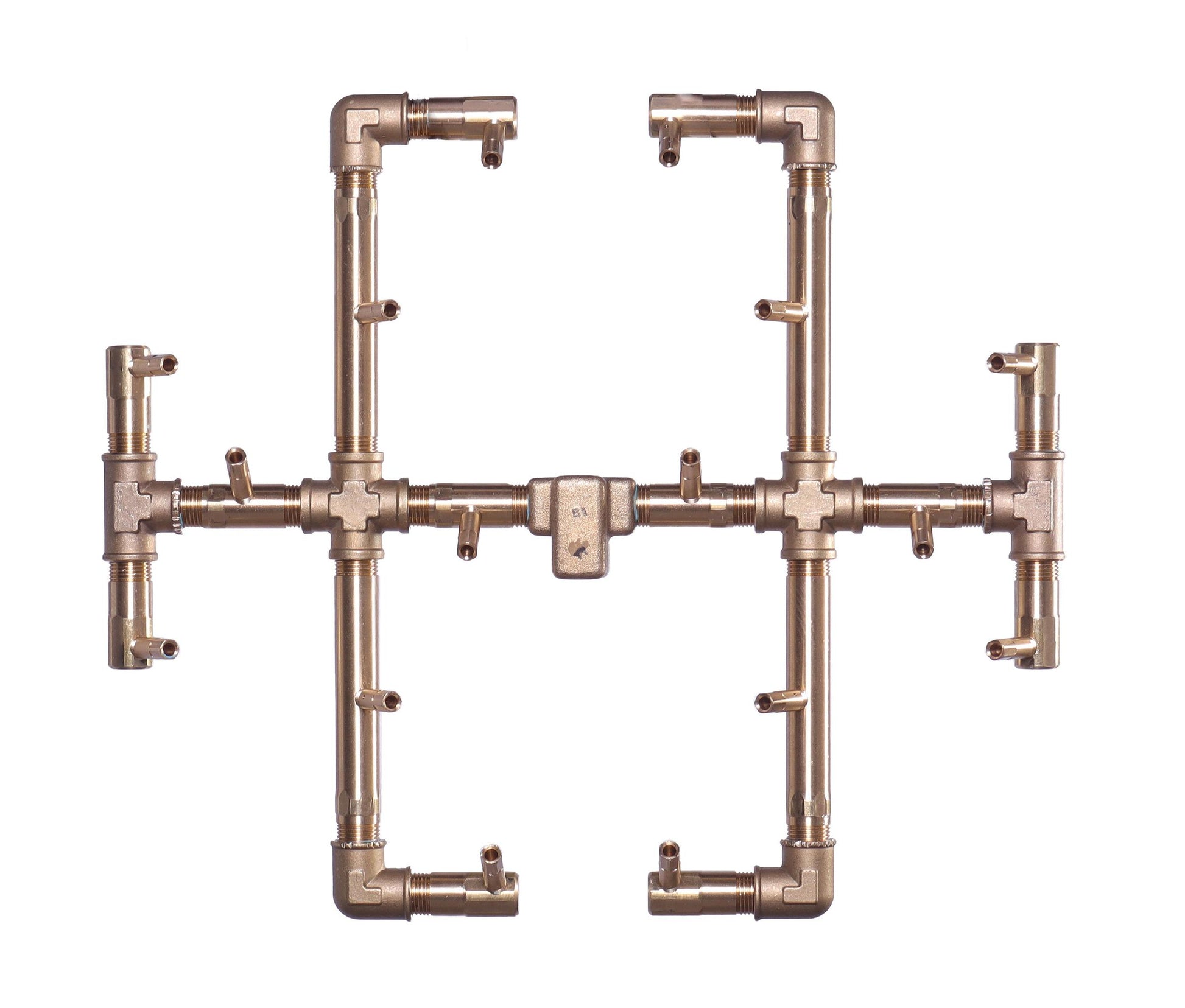 Warming Trends Original CFB180 180K BTU Liquid Propane Crossfire Brass Burner With Waterstop, 30" Square Plate & Single Flex Line Kit