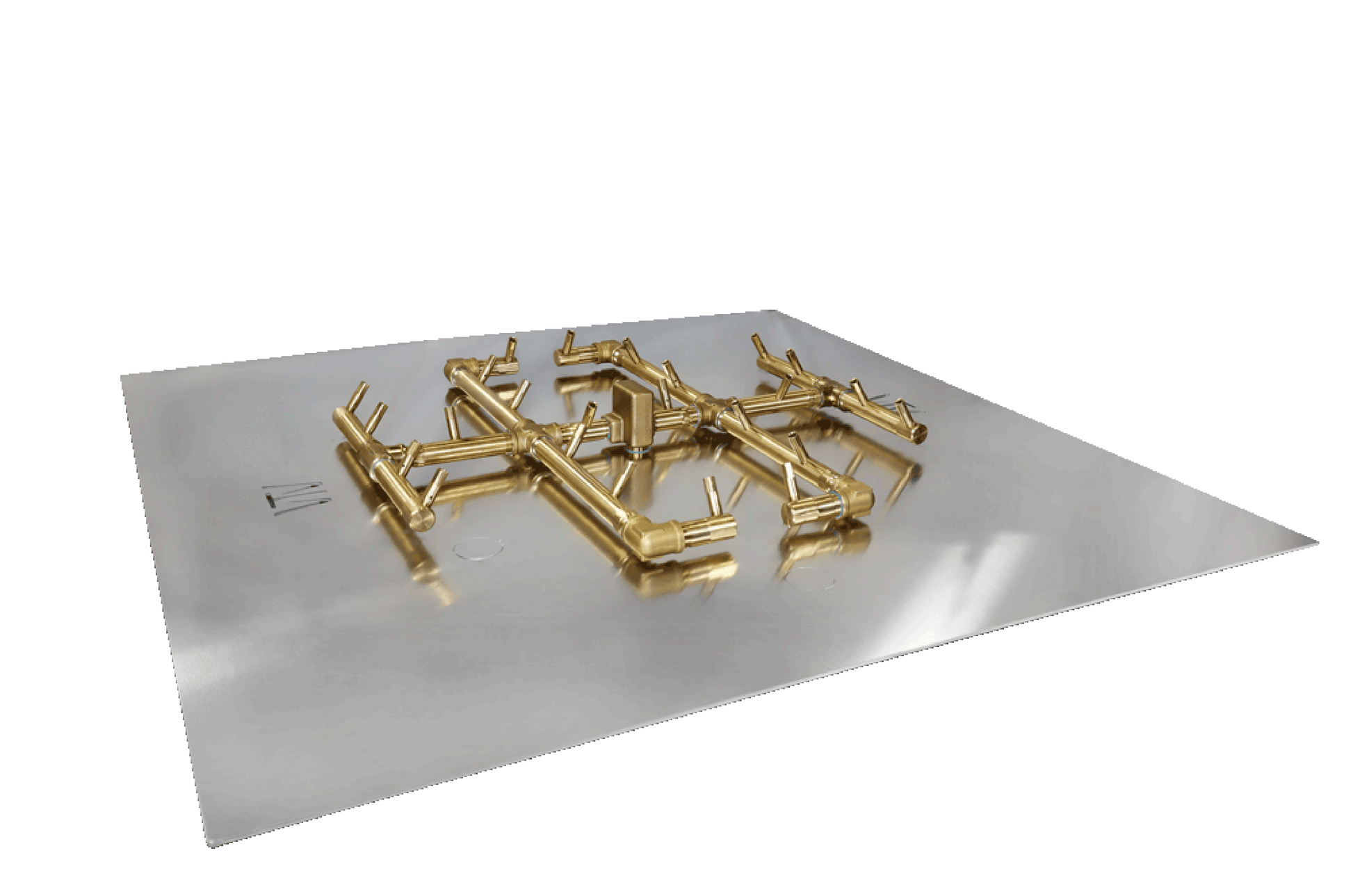 Warming Trends Original CFB290 290K BTU Liquid Propane Crossfire Brass Burner With Waterstop, 36" Square Plate & Double Flex Line Kit