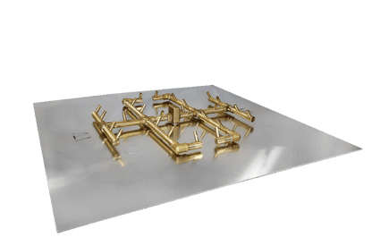 Warming Trends Original CFB290 290K BTU Liquid Propane Crossfire Brass Burner With Waterstop, 36" Square Plate & Double Flex Line Kit