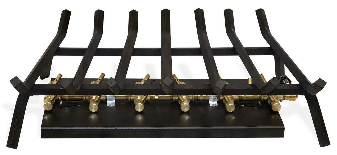 Warming Trends Outdoor Fireplace Insert Kit With UT170 Natural Gas, Tree-Style Crossfire Brass Burner and Mercury Ignition for Openings 36" and Larger