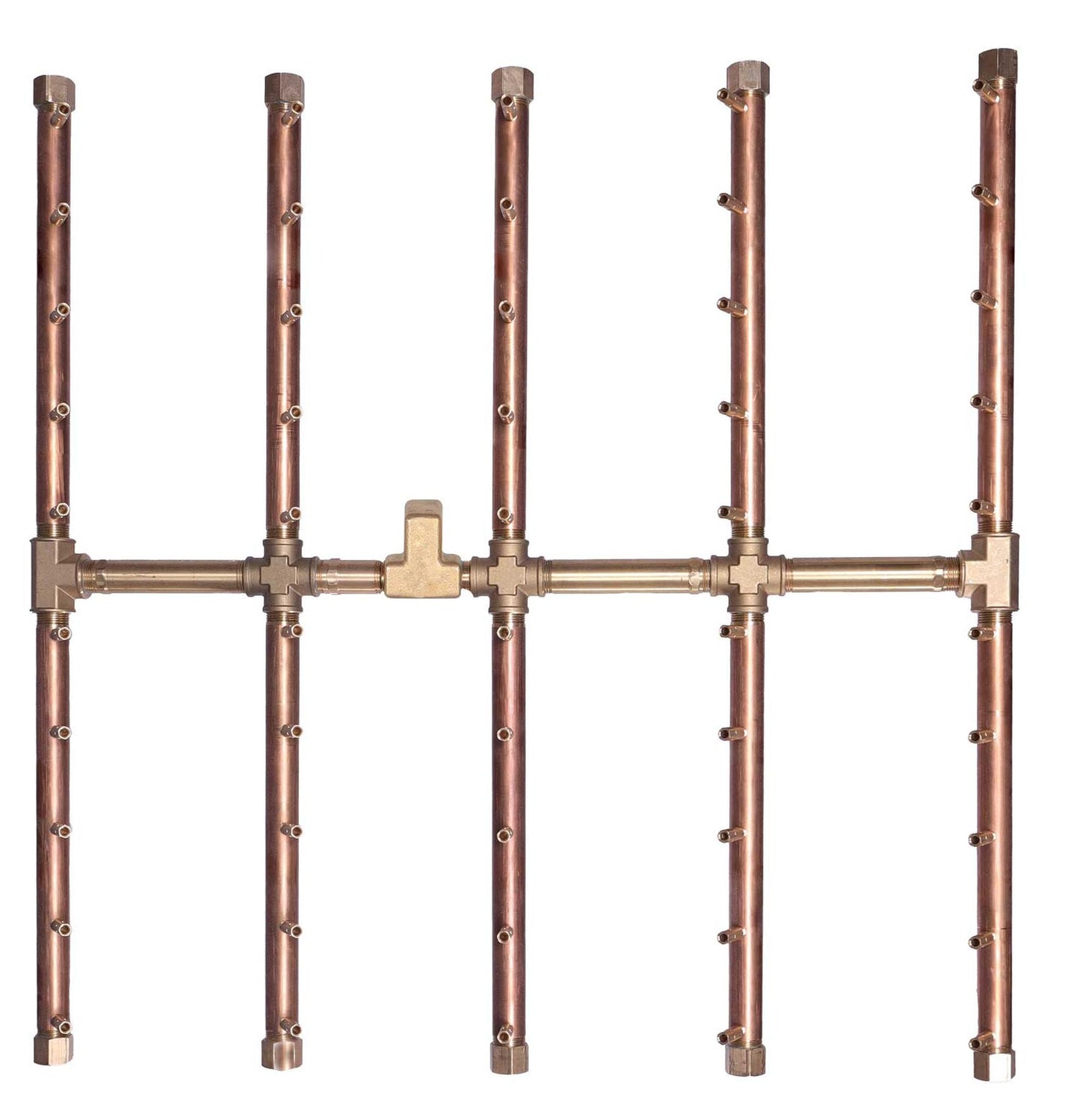 Warming Trends Square Tree-Style CFBST500 500K BTU Natural Gas Crossfire Brass Burner With Waterstop & Double Flex Line Kit