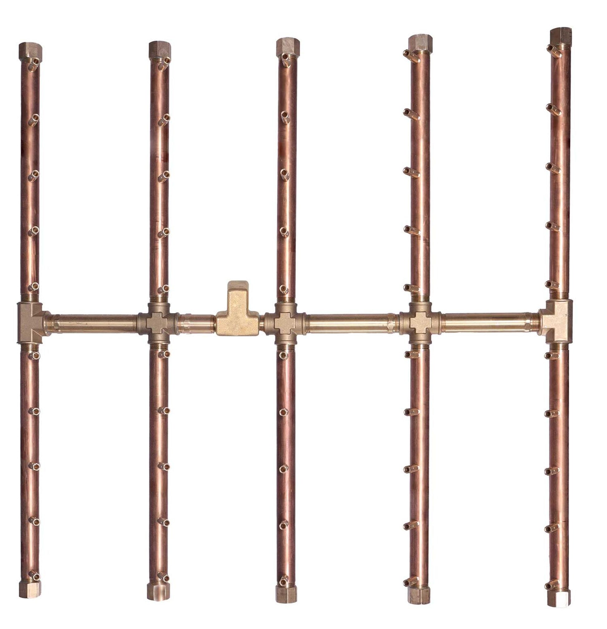 Warming Trends Square Tree-Style CFBST500 500K BTU Liquid Propane Crossfire Brass Burner With Waterstop & Double Flex Line Kit