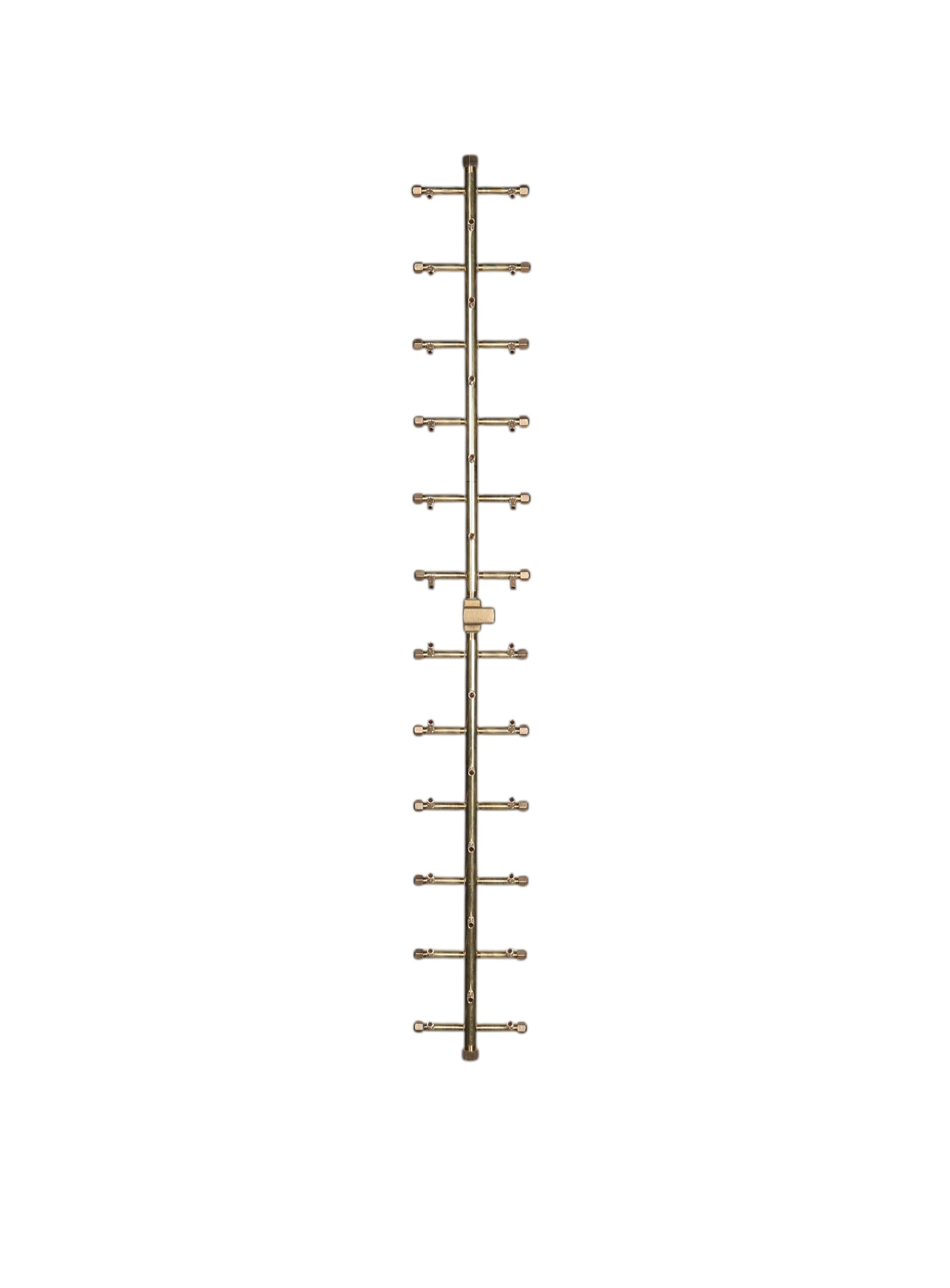 Warming Trends Tree-Style 54" 350K BTU Universal Crossfire 2.0 Brass Burner With 58" x 14" Rectangle Plate and Flex Line Kit