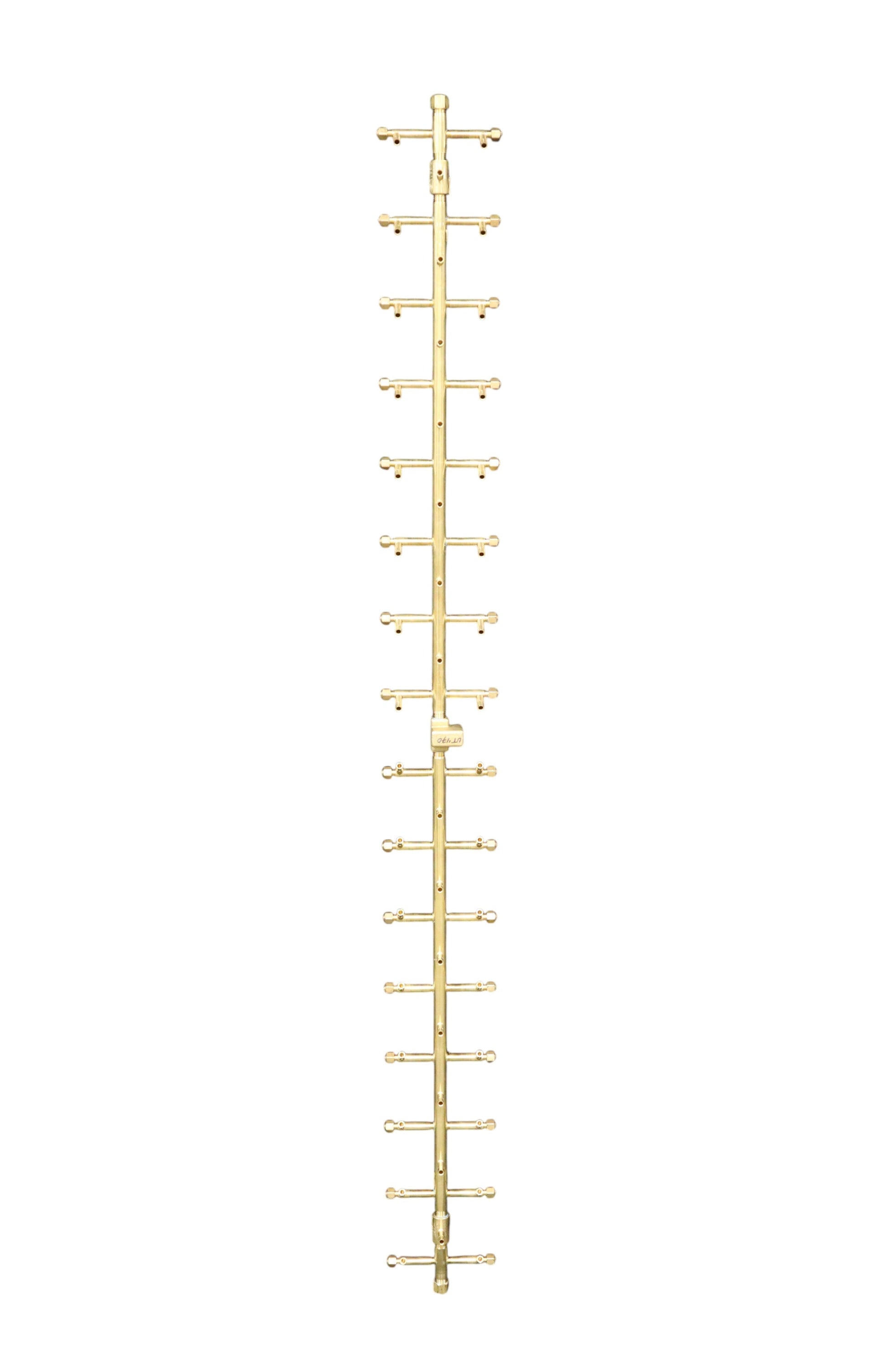 Warming Trends Tree-Style 72" 470K BTU Universal Crossfire 2.0 Brass Burner With 74" x 14" Rectangle Plate and Flex Line Kit