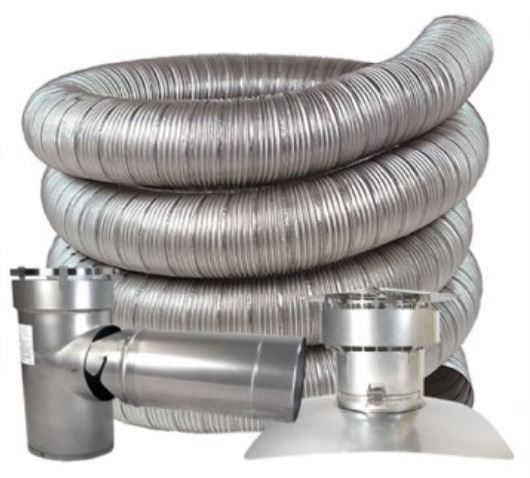 Z-Flex 3" x 25' Triple-Lock Stainless Steel Smoothcore All Fuels Chimney Liner Kit