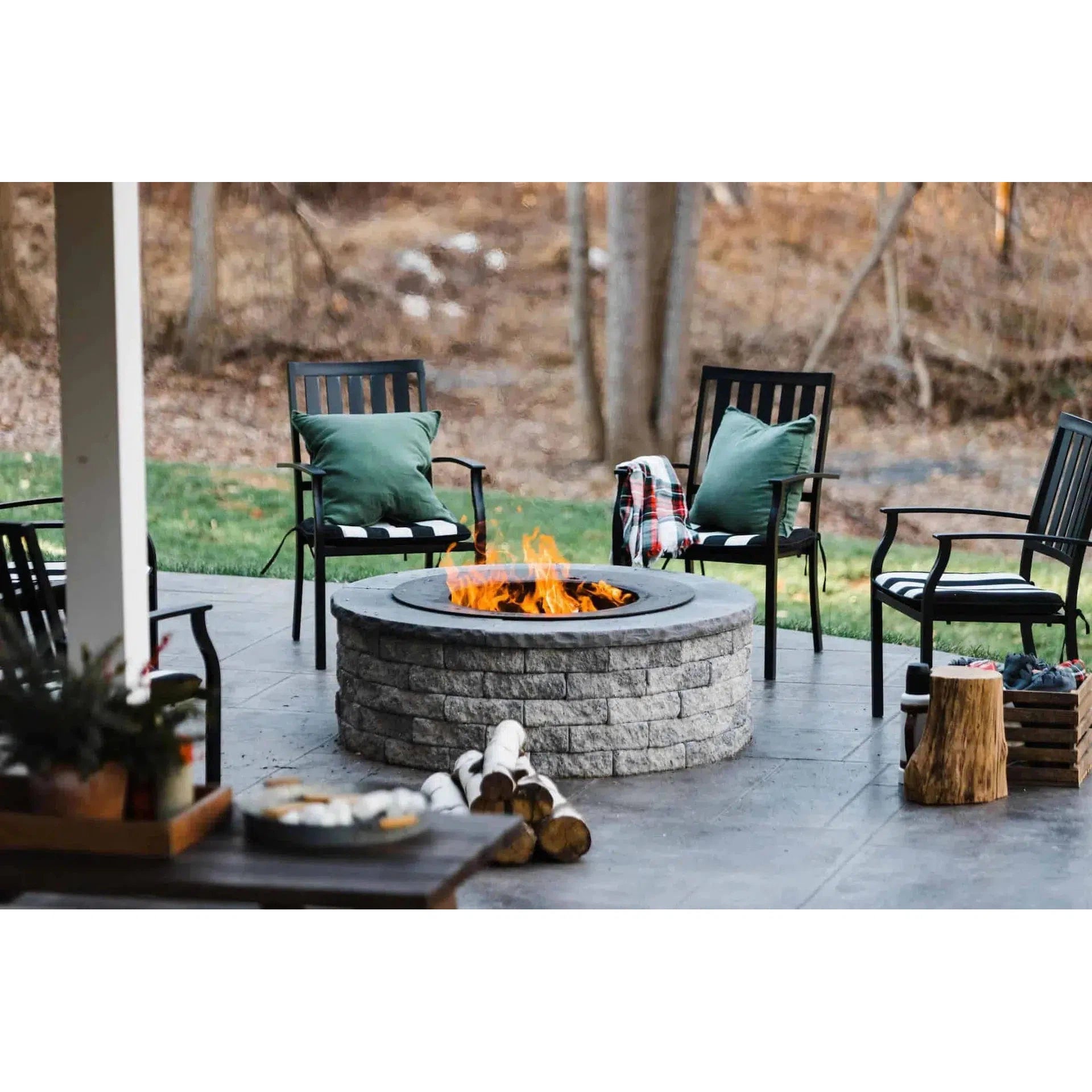 Zentro 24" Round Stainless Steel Smokeless Fire Pit Insert with Lid