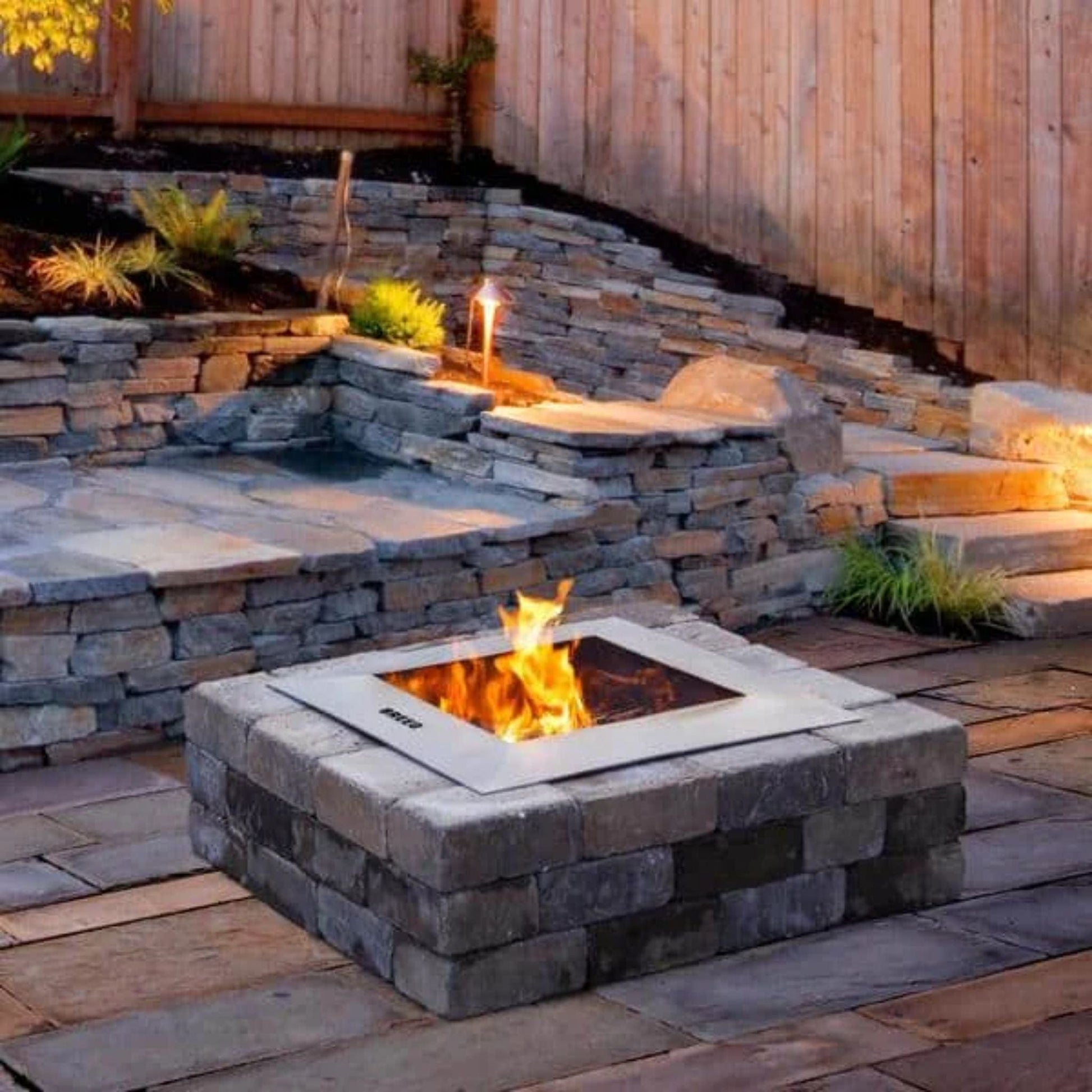Zentro 24" Square Stainless Steel Smokeless Fire Pit Insert With Lid
