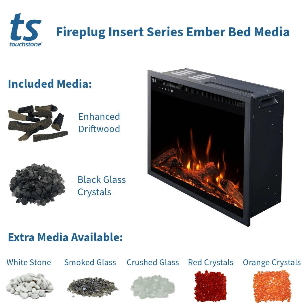 Touchstone Fireplug Pro 24" Smart Electric Fireplace Insert With Fire Crackle Sound