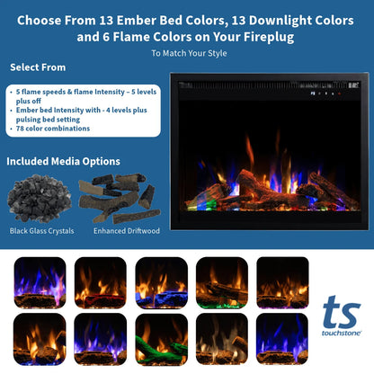 Touchstone Fireplug Pro 24" Smart Electric Fireplace Insert With Fire Crackle Sound