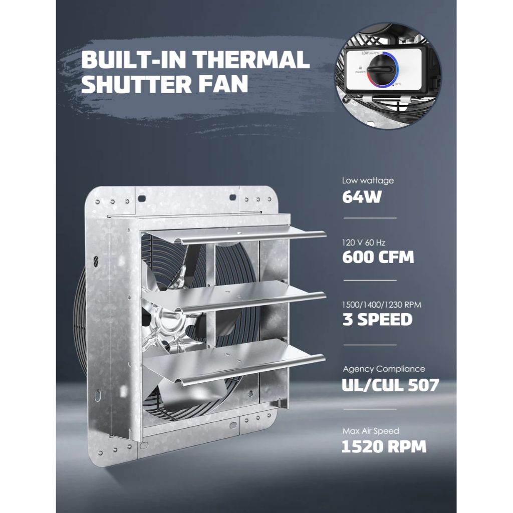 iLIVING 10" Shutter Exhaust Attic Garage Grow Fan