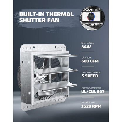 iLIVING 10" Shutter Exhaust Attic Garage Grow Fan