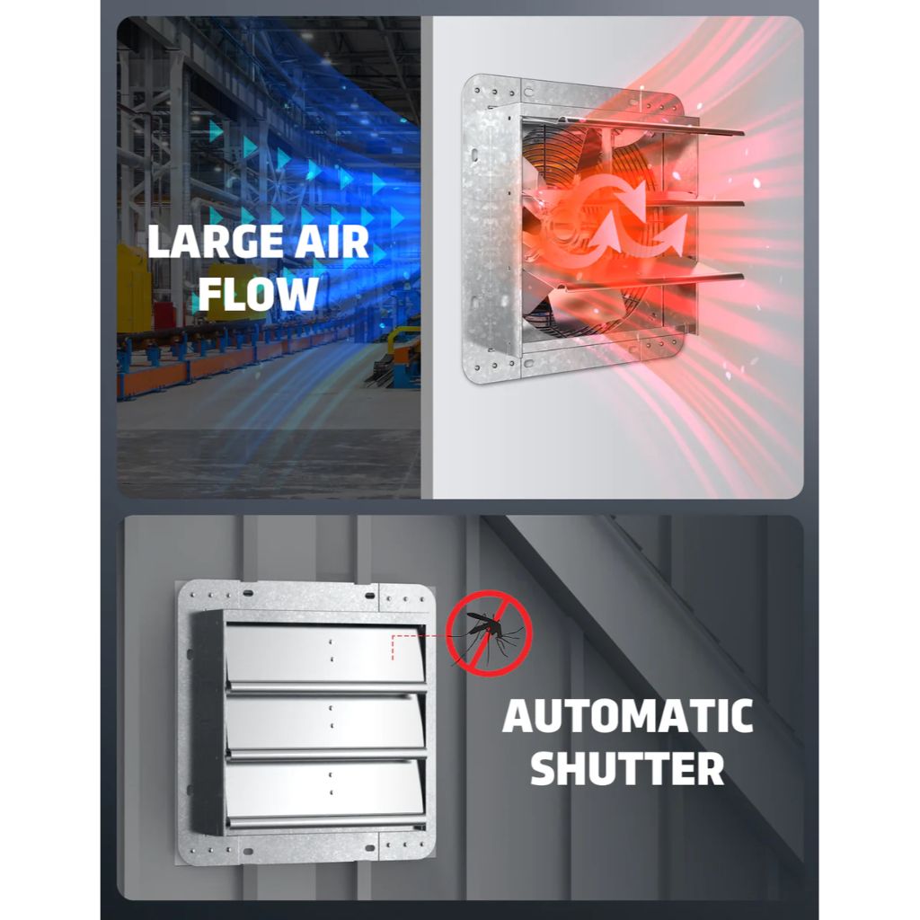 iLIVING 12" Shutter Exhaust Attic Garage Grow Fan