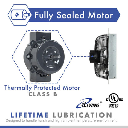 iLIVING 12" Shutter Exhaust Fan with Thermospeed(TM) controller