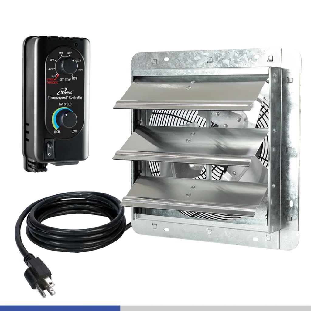 iLIVING 12" Shutter Exhaust Fan with Thermospeed(TM) controller