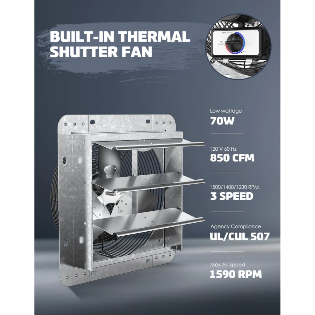 iLIVING 14" Shutter Exhaust Attic Garage Grow Fan