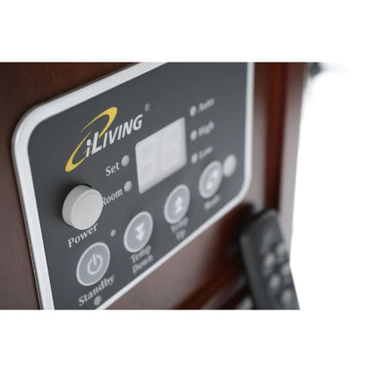 iLIVING 15" Portable Dual Heating System Infrared Space Heater with Walnut Wooden Cabinet