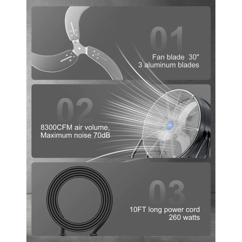 iLIVING 30" High Velocity Drum Fan