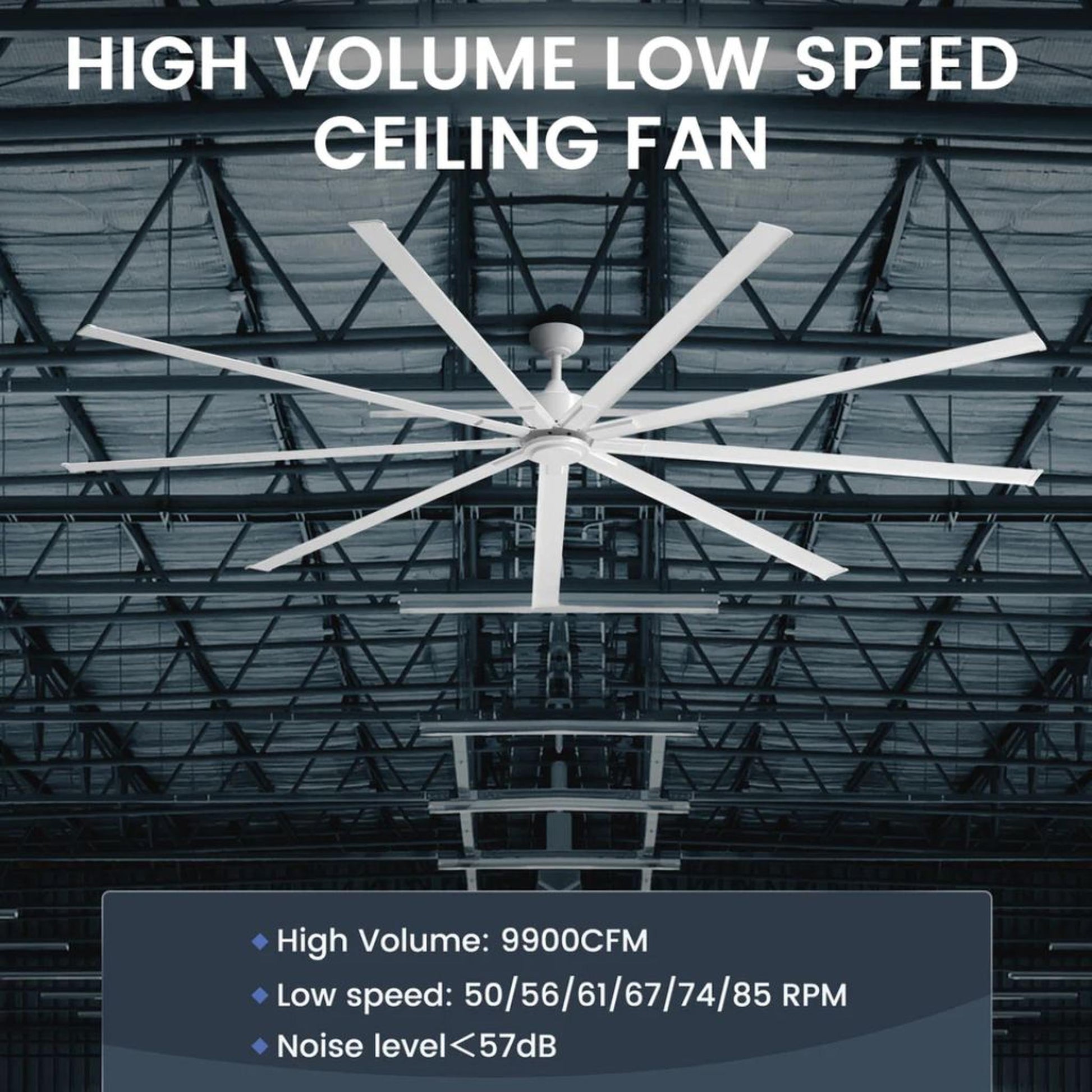 iLIVING 72" HVLS 9 Blades BLDC Big Ceiling Fan with IR Remote