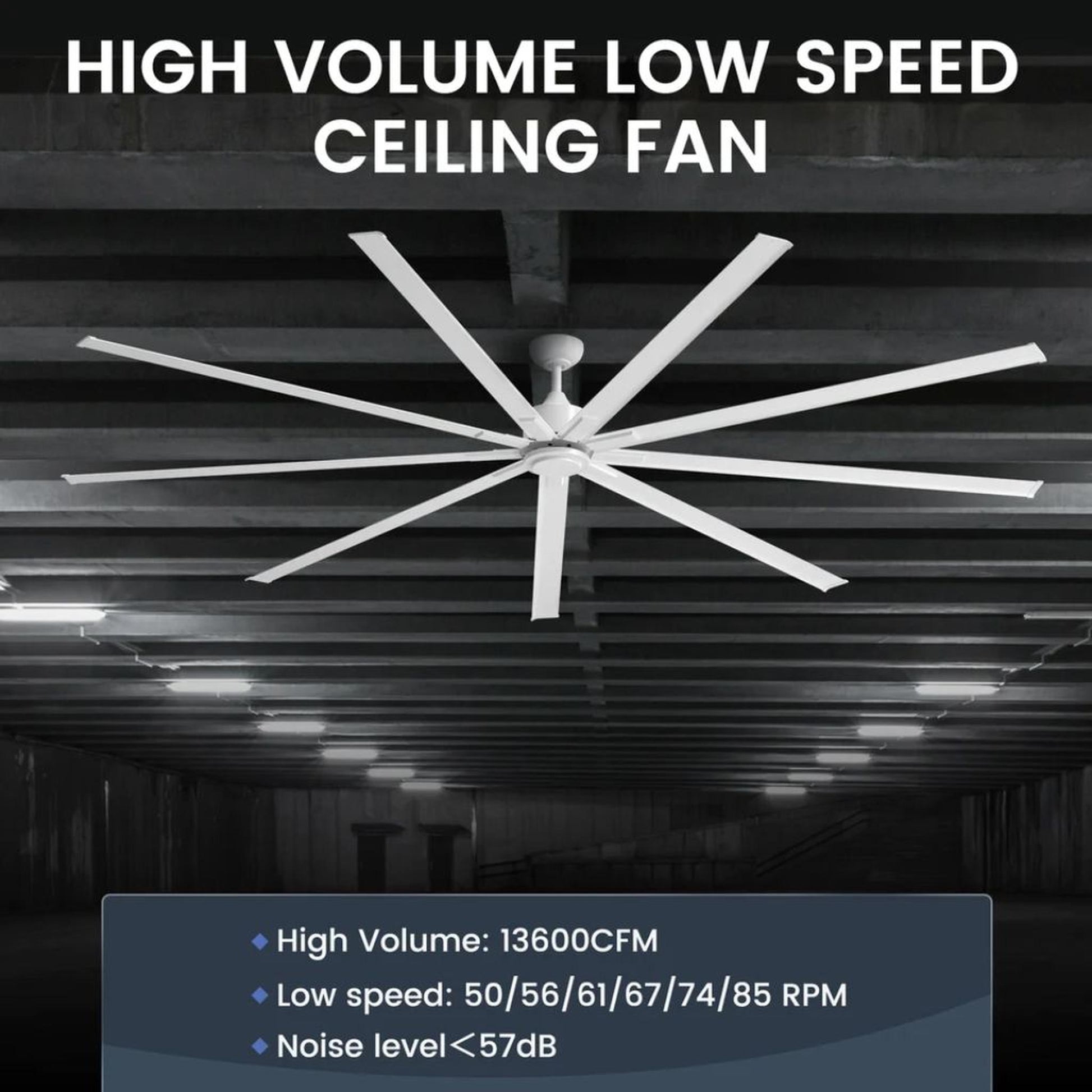 iLIVING 88" HVLS 9 Blades BLDC Big Ceiling Fan with IR Remote