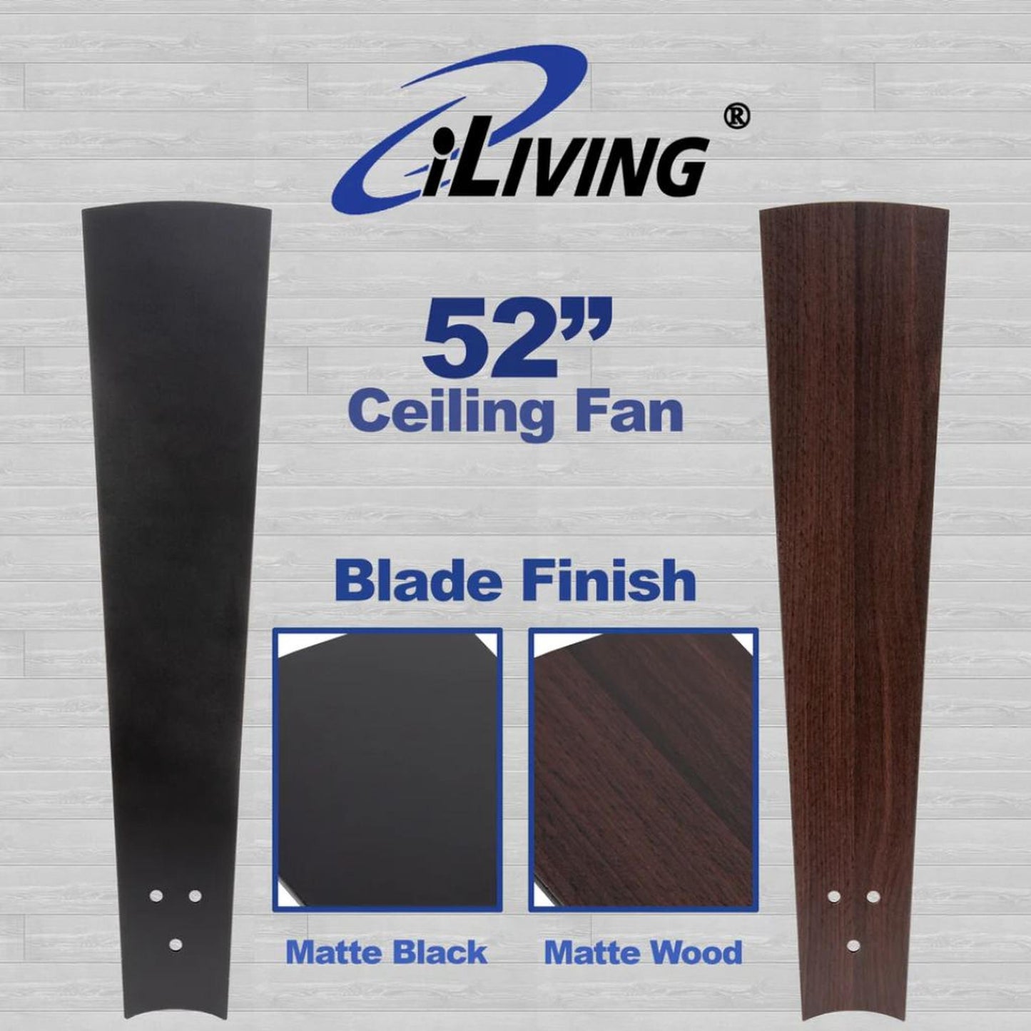 iLIVING Quiet BLDC 52" Black Indoor Ceiling Fan with Remote Control
