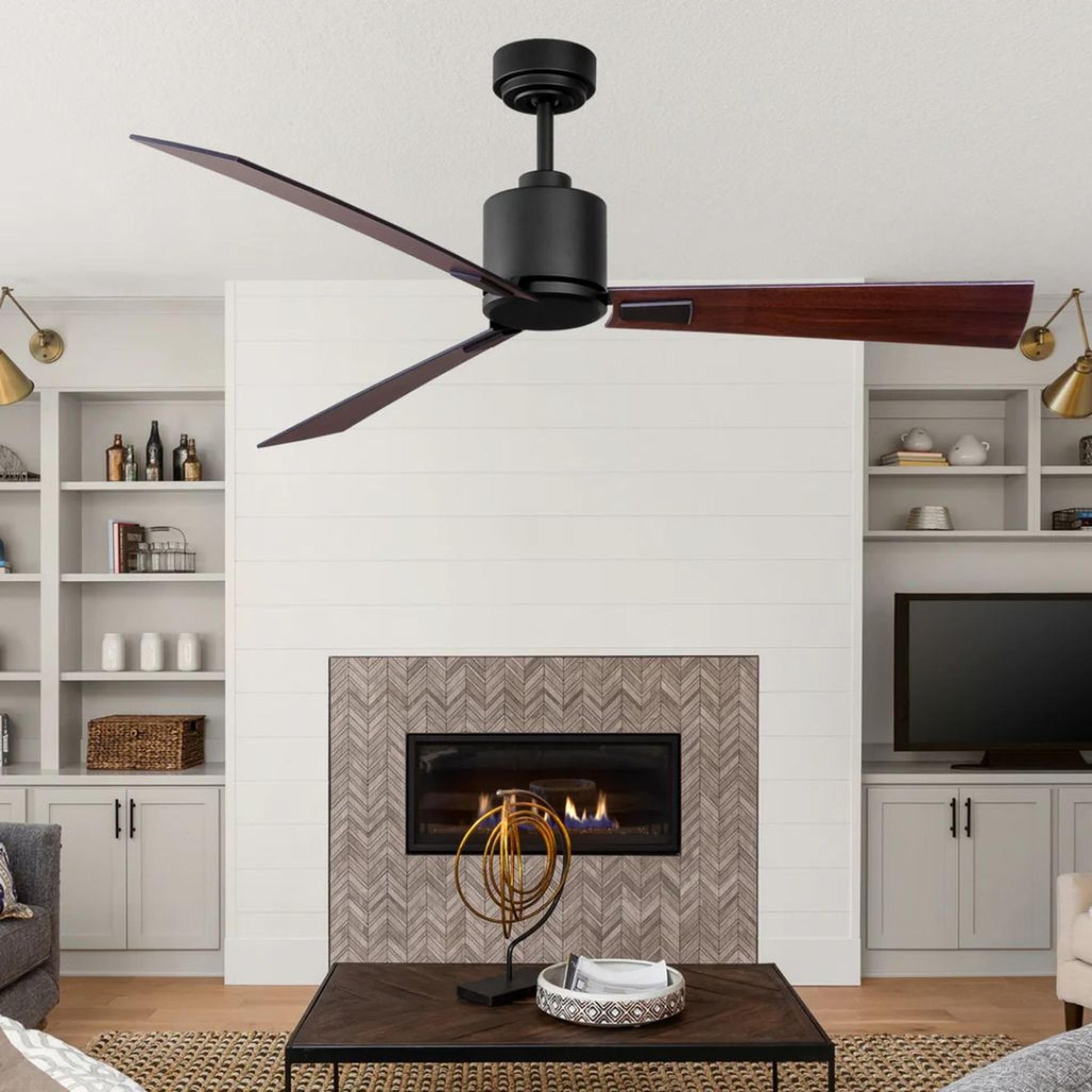 iLIVING Quiet BLDC 52" Black Indoor Ceiling Fan with Remote Control