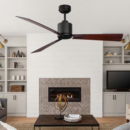 iLIVING Quiet BLDC 52" Black Indoor Ceiling Fan with Remote Control