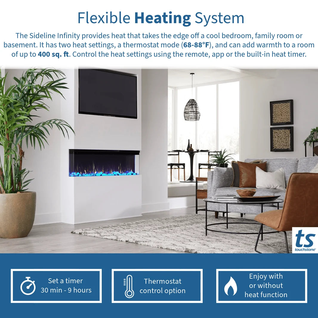 Touchstone Sideline Infinity Pro 84" 3-Sided Recessed Smart Electric Fireplace