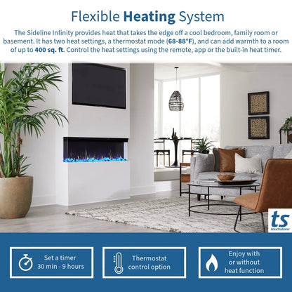Touchstone Sideline Infinity Pro 84" 3-Sided Recessed Smart Electric Fireplace