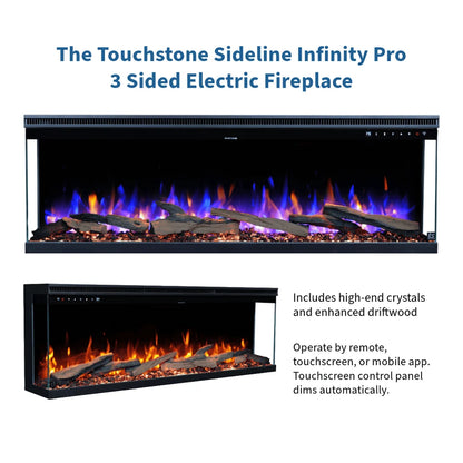 Touchstone Sideline Infinity Pro 84" 3-Sided Recessed Smart Electric Fireplace