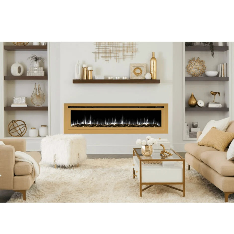 Touchstone Sideline Deluxe 72" Gold Recessed Smart Electric Fireplace
