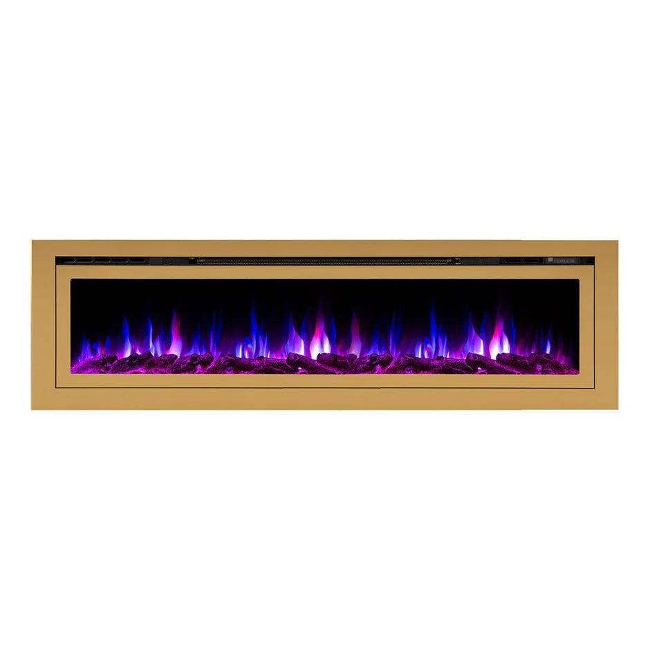 Touchstone Sideline Deluxe 72" Gold Recessed Smart Electric Fireplace