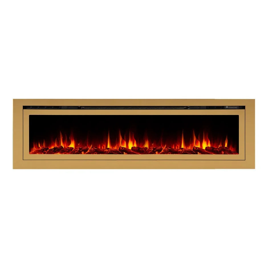 Touchstone Sideline Deluxe 72" Gold Recessed Smart Electric Fireplace