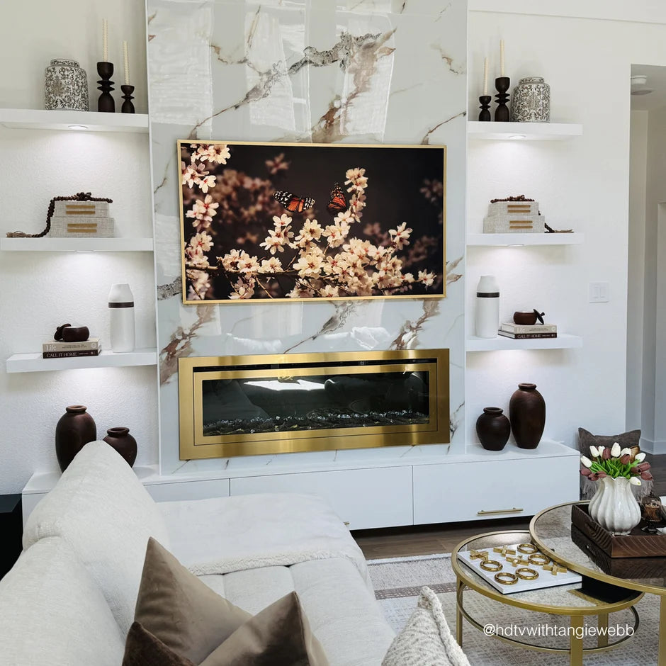 Touchstone Sideline Deluxe 72" Gold Recessed Smart Electric Fireplace