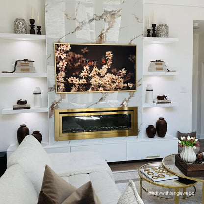 Touchstone Sideline Deluxe 72" Gold Recessed Smart Electric Fireplace