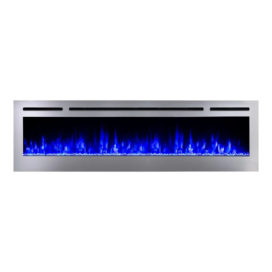 Touchstone Sideline Deluxe 72" Stainless Steel Recessed Smart Electric Fireplace