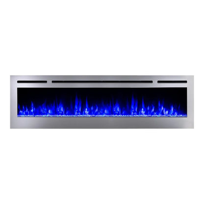 Touchstone Sideline Deluxe 72" Stainless Steel Recessed Smart Electric Fireplace