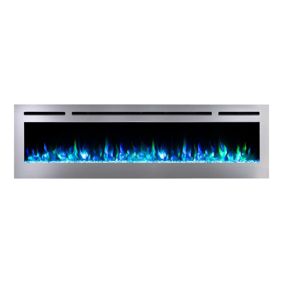 Touchstone Sideline Deluxe 72" Stainless Steel Recessed Smart Electric Fireplace