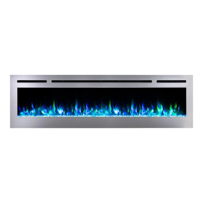 Touchstone Sideline Deluxe 72" Stainless Steel Recessed Smart Electric Fireplace