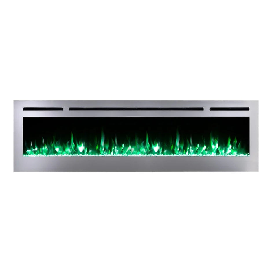 Touchstone Sideline Deluxe 72" Stainless Steel Recessed Smart Electric Fireplace